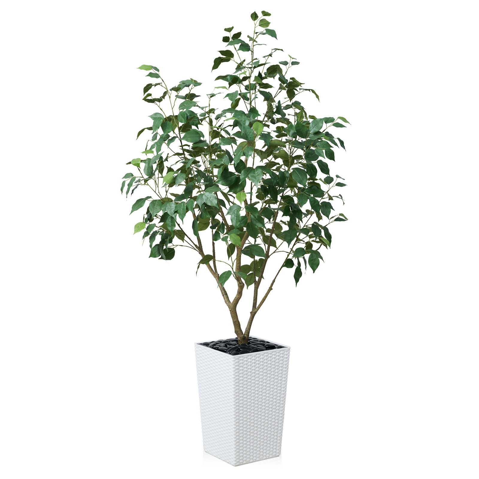 George Artificial Ficus Tree, UV Protected Faux Greenery with Huge Decorative Base for Indoor Outdoor, 60" H x 20" W x 20" D