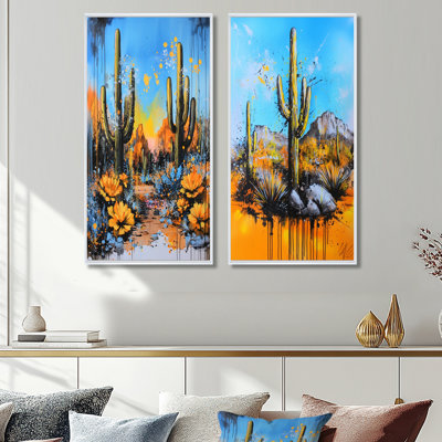 Abstract Mexican Cactus Landscape I - Traditional Floral 2 Piece Wall Art Print