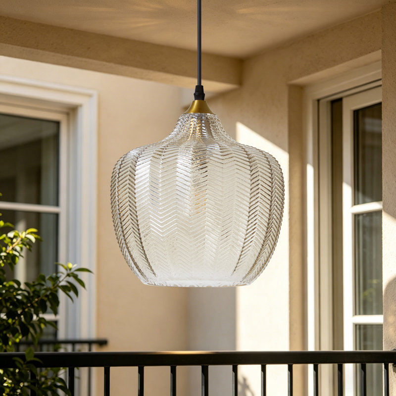 Luminaire suspendu pour îlot de cuisine 1 lumière moderne noir et or avec abat-jour en verre ambré de 9,44 po Mercer41, Ambre