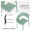 Ensemble de salle à manger moderne 5 pièces pour l'extérieur avec table de patio blanche 55 po et chaises empilables vert brume - Mobilier de jardin en polypropylène résistant aux intempéries
