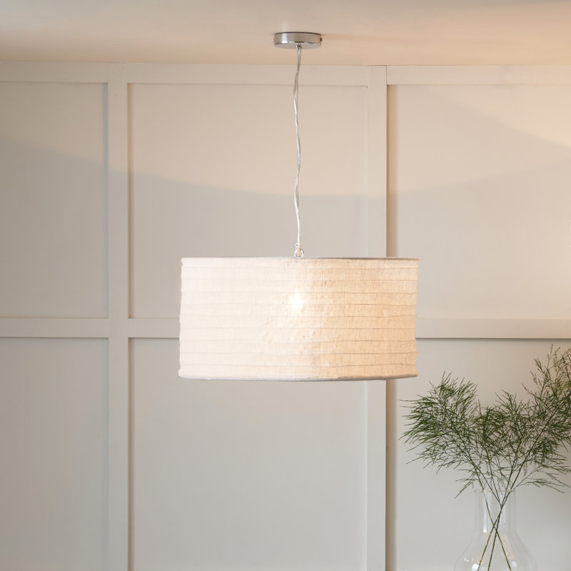 Camborne 25cm H Linen Drum Pendant Shade ( Uno ), White