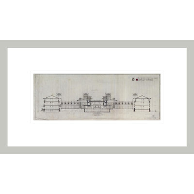 Imperial Hotel Cross Section (looking West) by Frank Lloyd Wright - Framed Giclee Print