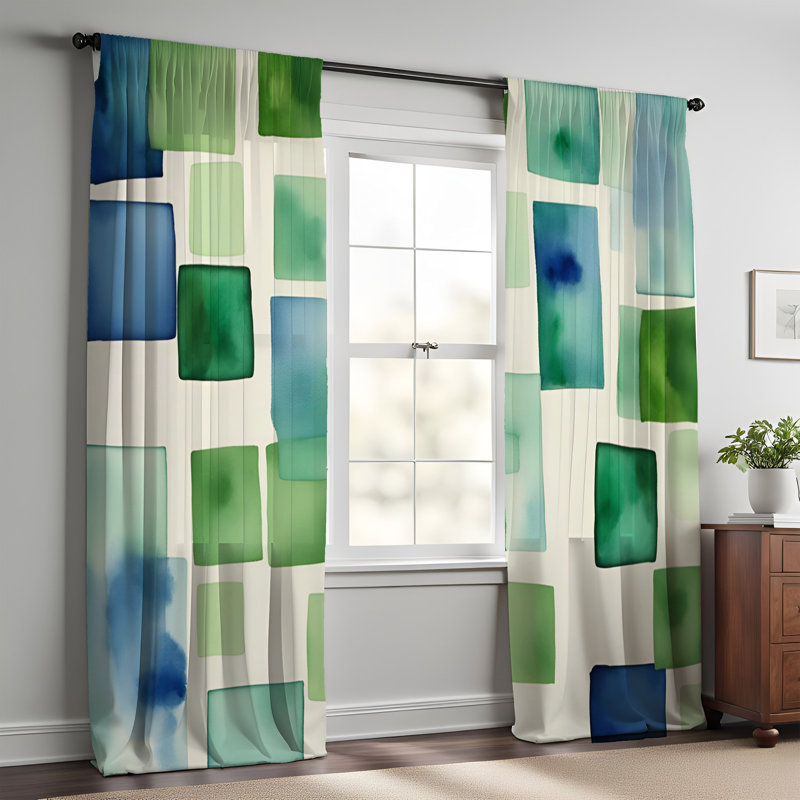 Paire de rideaux semi-transparents Saulius, L 20 po x L 82 po