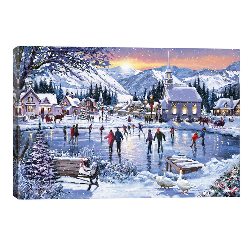 Christmas Skating by The Macneil Studio - Wrapped Canvas Painting, 101.6 cm H x 66.04 cm W x 1.91 cm D