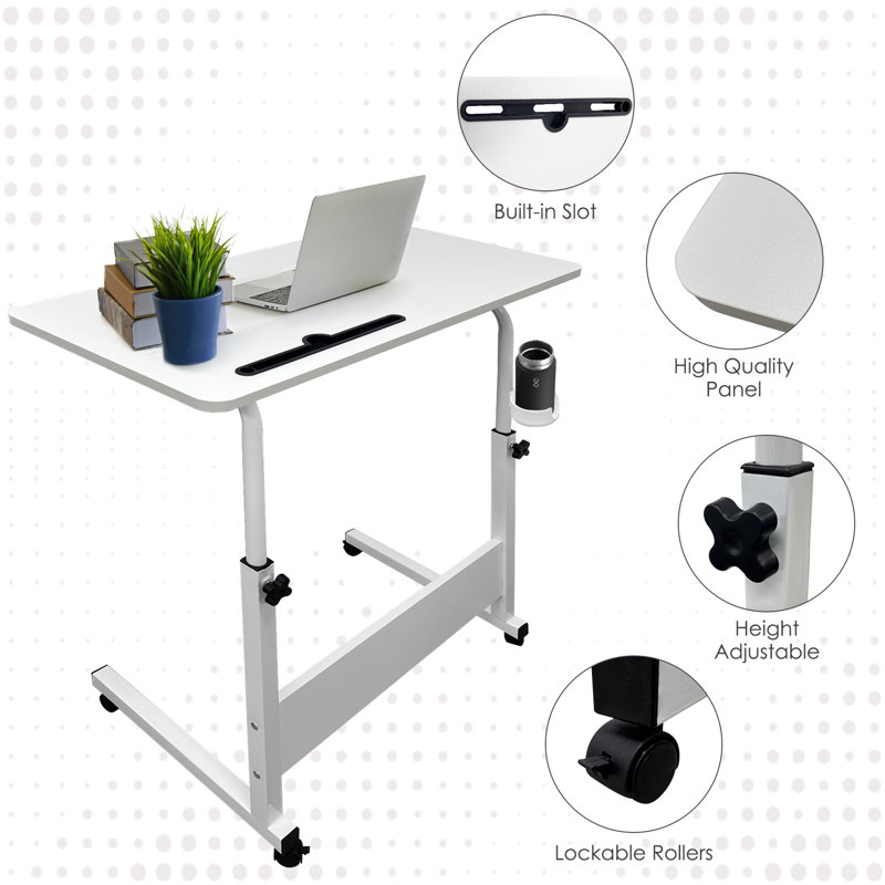 Adjustable Computer Desk, White, 69cm H x 80cm W x 40cm D