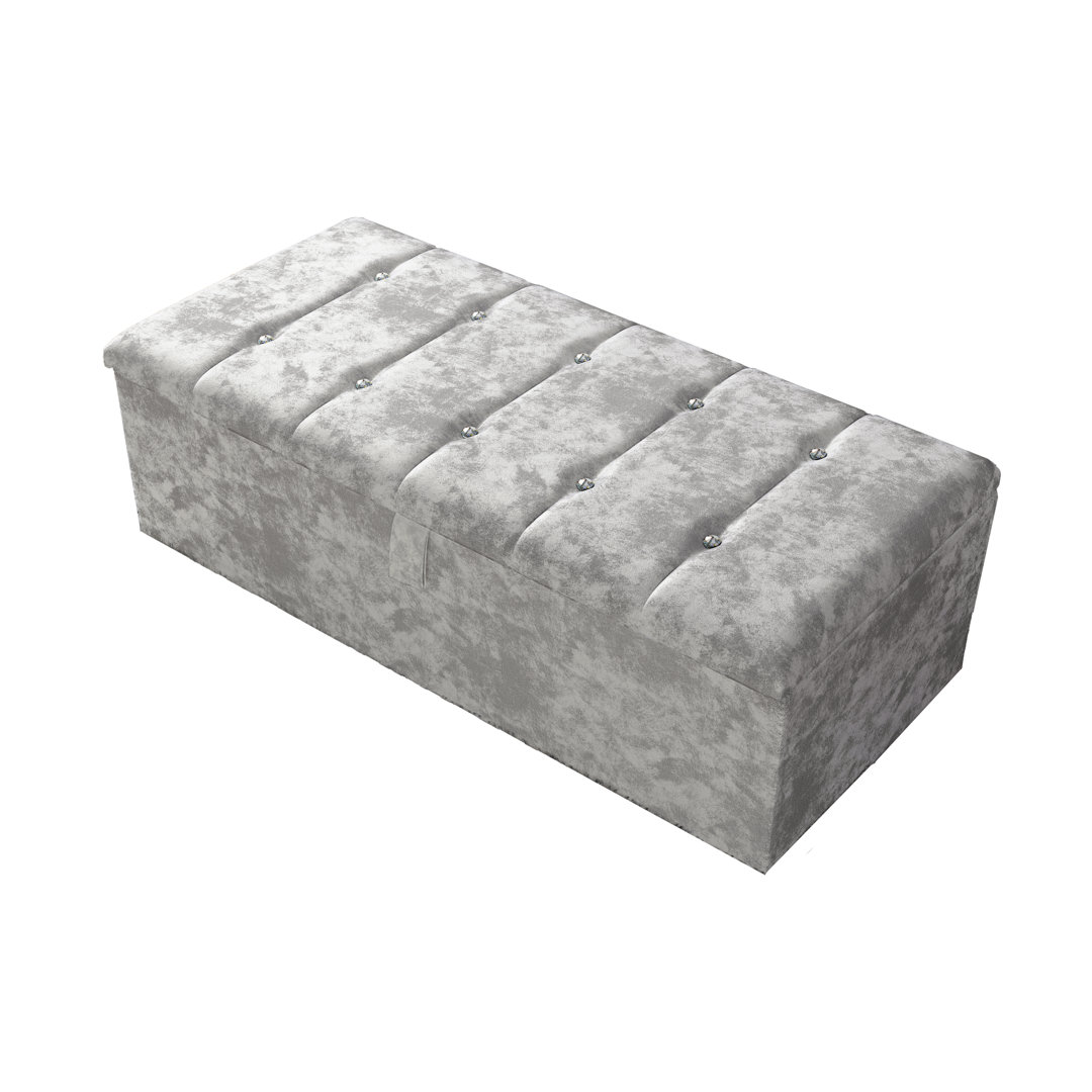 Akyiah 102cm Wide Tufted Rectangle Striped Standard Ottoman with Storage