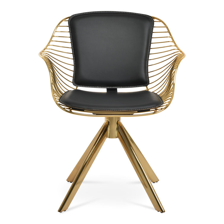 Zebra Sword Swivel Arm Chair in Gold
