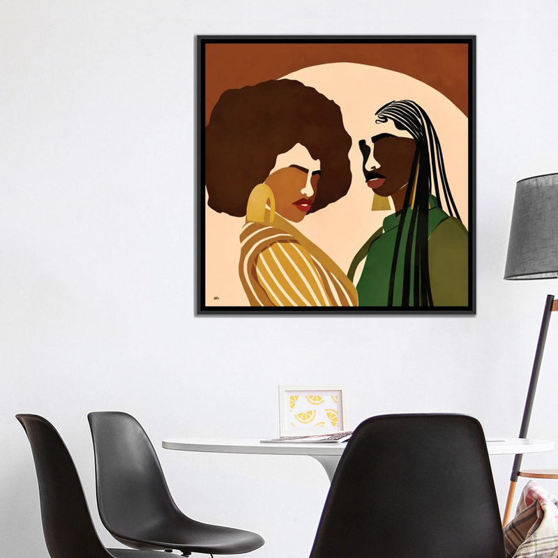 « Fly Sistas » par Bria Nicole-impression d’art graphique, H 37 po x l 37 po x P 1,5 po, Toile avec cadre noir, Pas de tapis