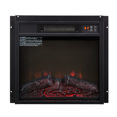 1400W 18" Electric Fireplace Insert, Realistic Flames, Touch & Remote Control, 120V, Black Tempered Glass, Home Heating Solution Heater 1400W, 3 Flame Intensities, Operated, Option