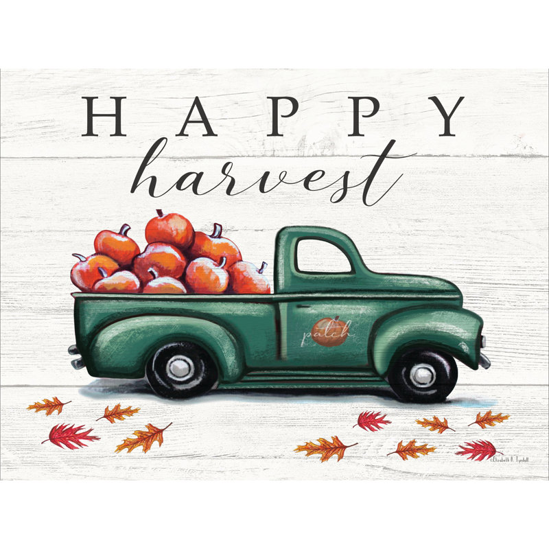 Camion Happy Harvest par Elizabeth Tyndall, H 24 po x l 32 po, Impression sur toile sans cadre sans passe-partout