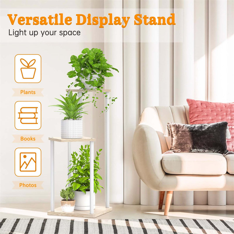 Plant Stand, White/Beige