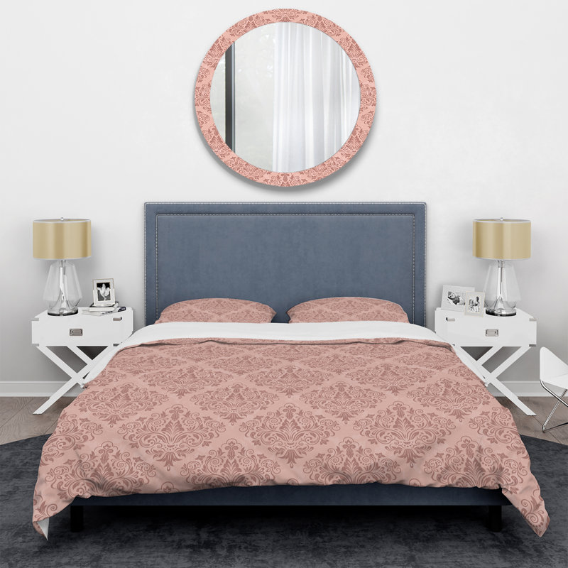 Damas rose - ensemble de housse de couette abstrait - microfibre de polyester