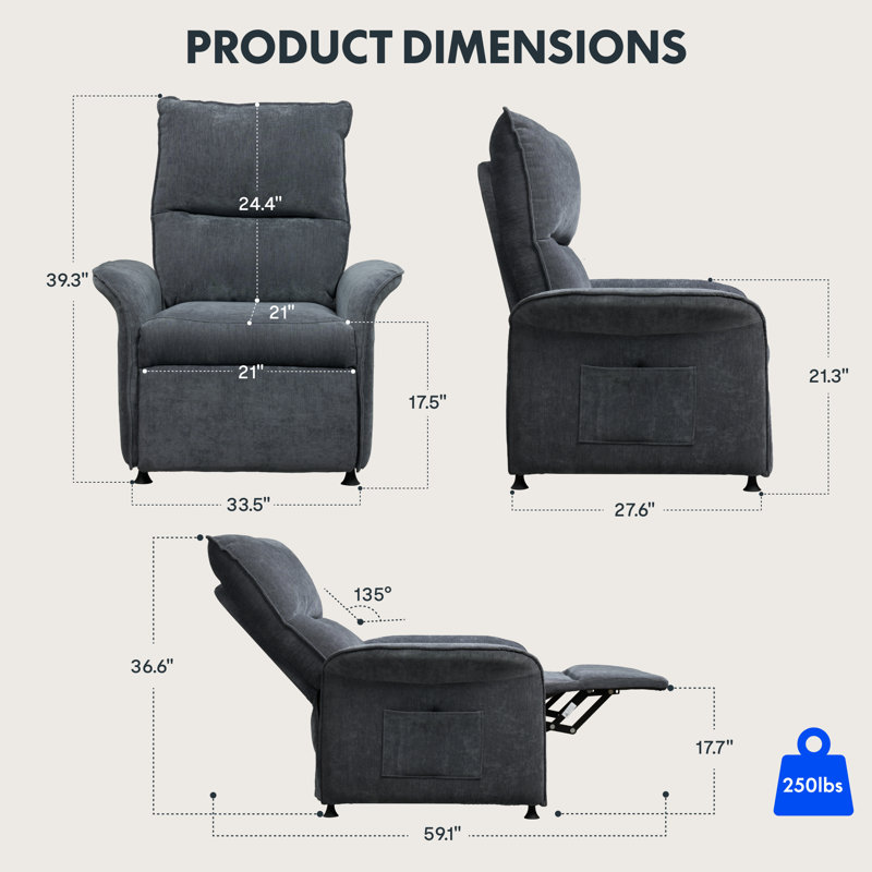 Fauteuil inclinable électrique à deux moteurs pour adultes, Gris