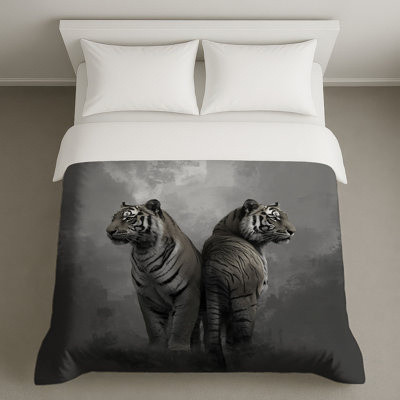 Deux housses de couette deux tigres blancs