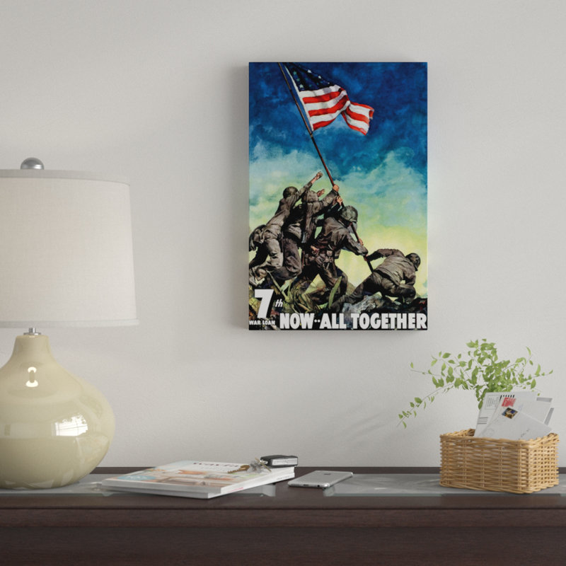 «Vintage War affiche, 7e guerre, prêt maintenant, ensemble», affiche vintage sur toile, H 18 po x l 12 po x P 1,5 po
