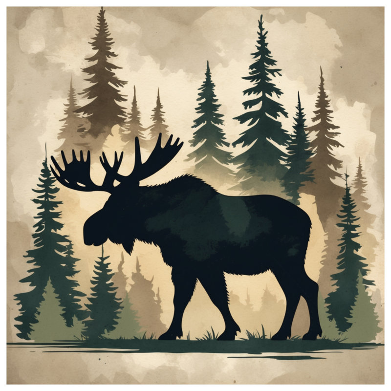 Coussins décoratifs Moose In Forest, 18 po x 18 po