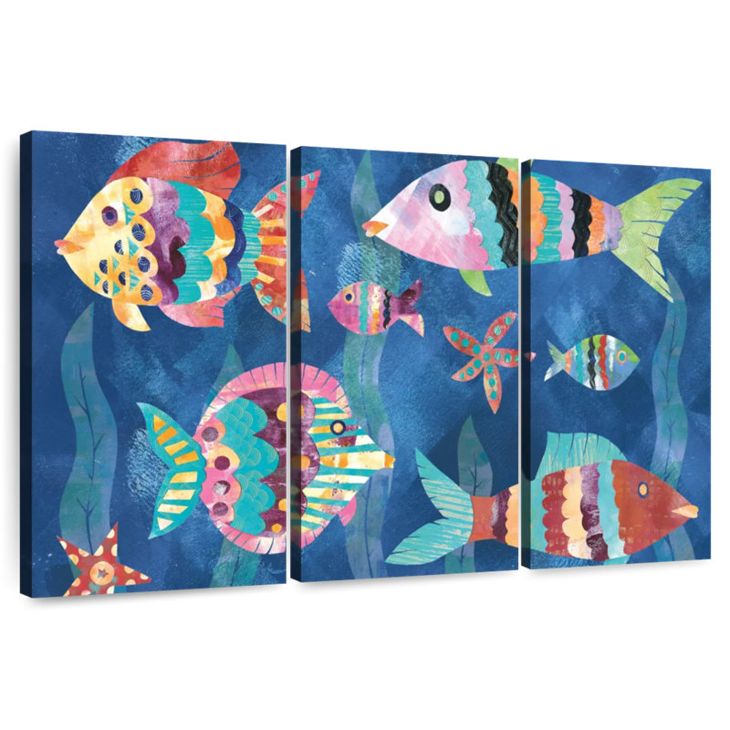 Ashelle Boho Reef Fish III, 42" H x 65" W