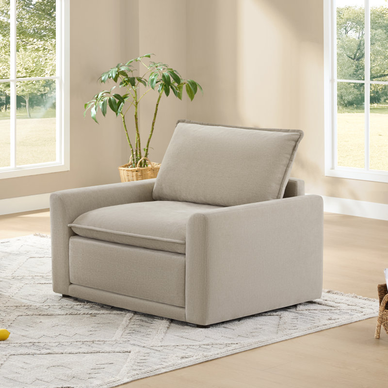 Accoudoir moderne surdimensionné 44,9 po Cloud, Taupe