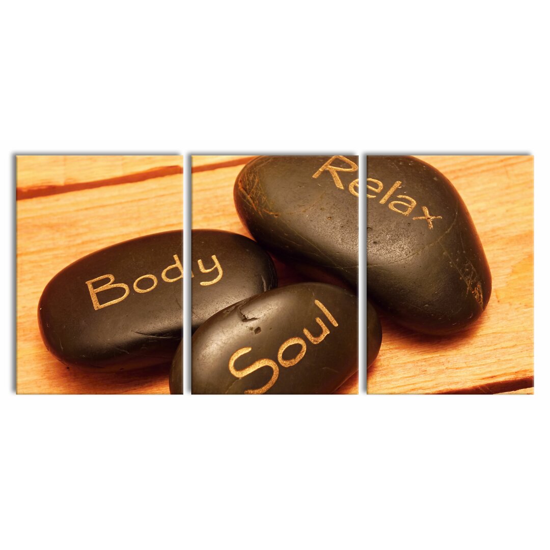 3-tlg. Leinwandbilder-Set Wellness Body Soul Relax