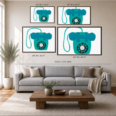 «Retro Téléphone Blue» par Jen Bucheli - Impression sur toile