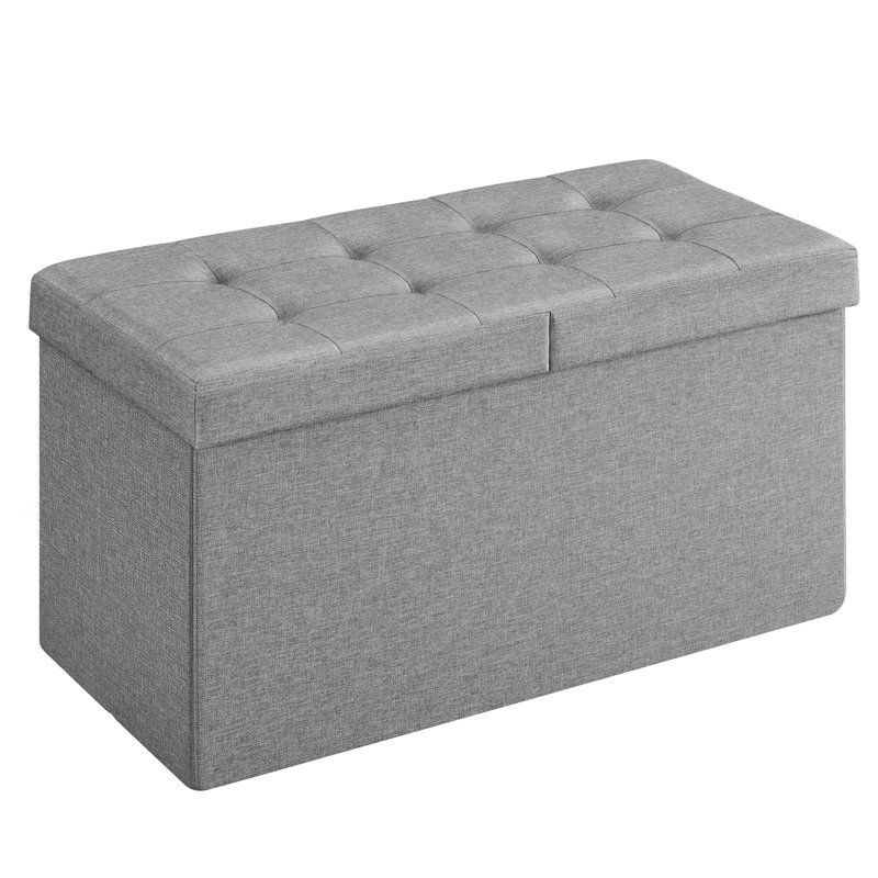 Bonnard 76cm Wide Tufted Rectangle Solid Colour Ottoman with Storage, Grey