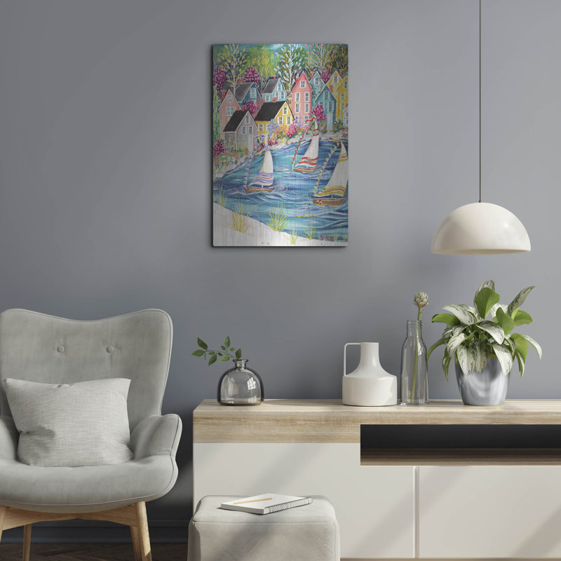 «Coastal Village» par Estelle Grengs, H 24 po x l 16 po