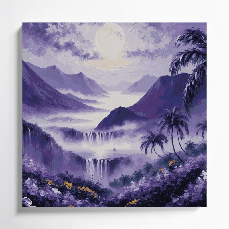 Hawaiian Island, art mural sur toile grise, H 32 po x l 32 po
