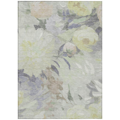 Machine Washable Indoor/Outdoor Huseby ACN2264 Floral Rug