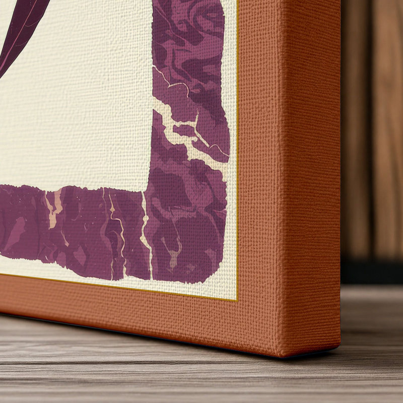 Framed Purple Bloom Botanical - Wrapped Canvas, 36x24 - 91.4 x 61.0 cm, Terracotta Border