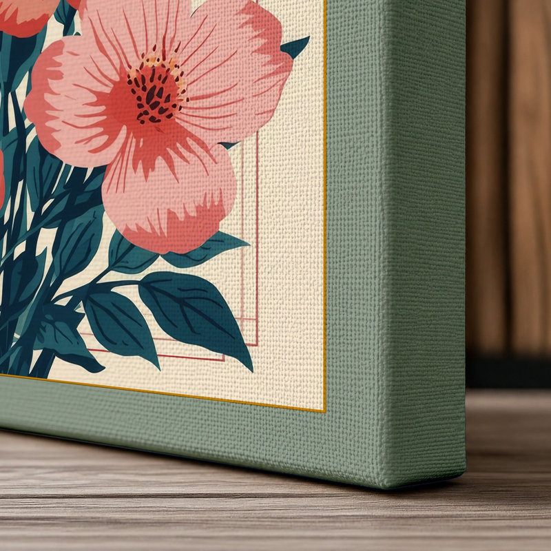 Carnation Bouquet Botanical - Wrapped Canvas, 18x12 - 45.7 x 30.5 cm, Sage Border