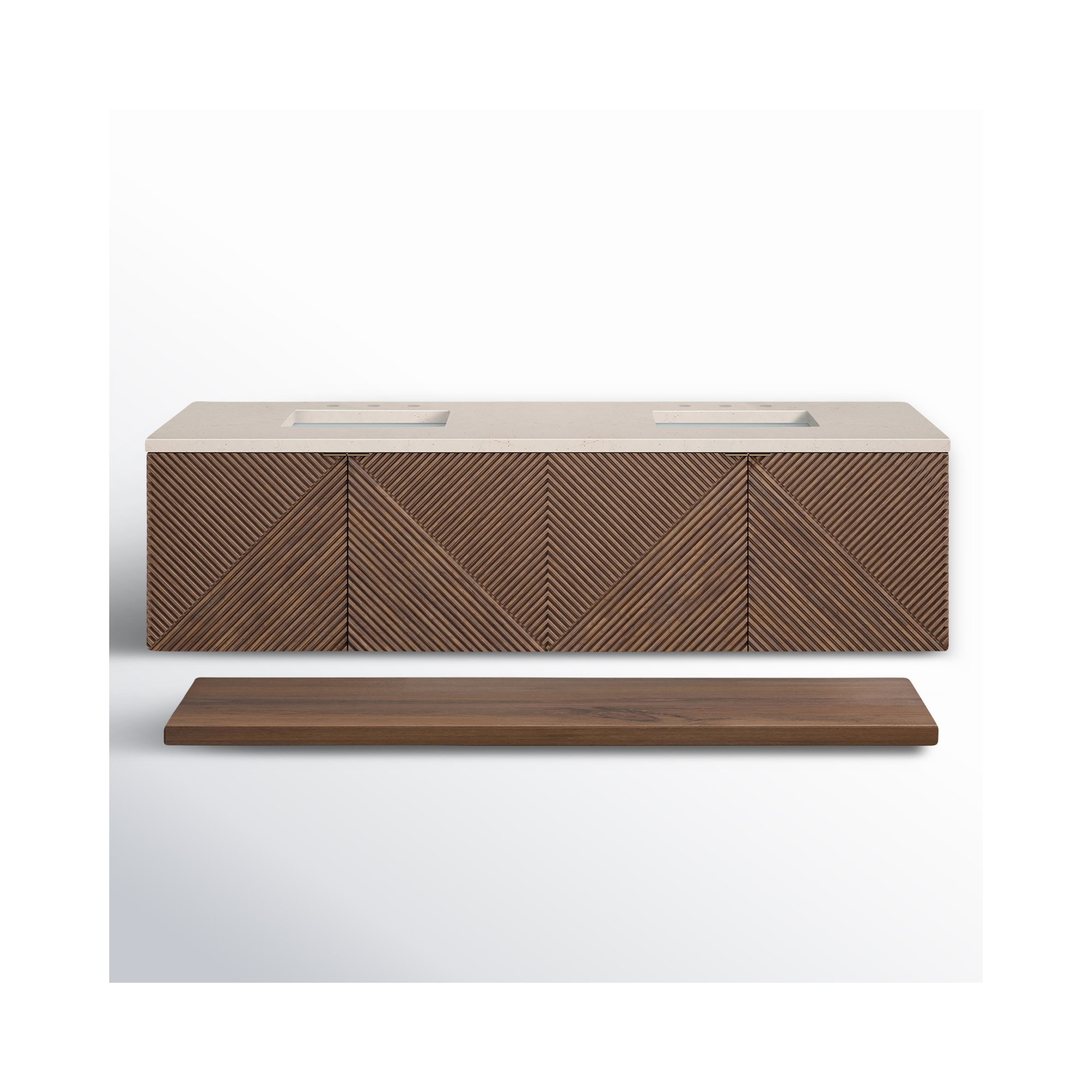 Marcello 72'' Double Bathroom Vanity, 8" Widespread, Eternal Marfil