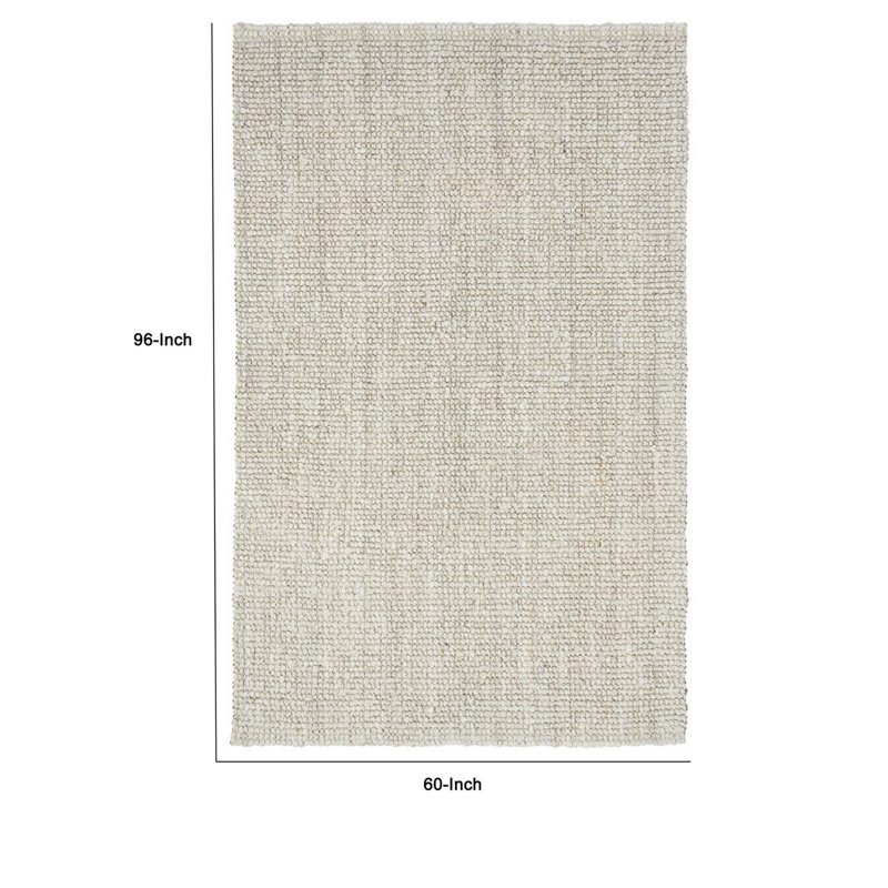 Chunky Area Rug in Ivory, Rectangle 5' x 8'