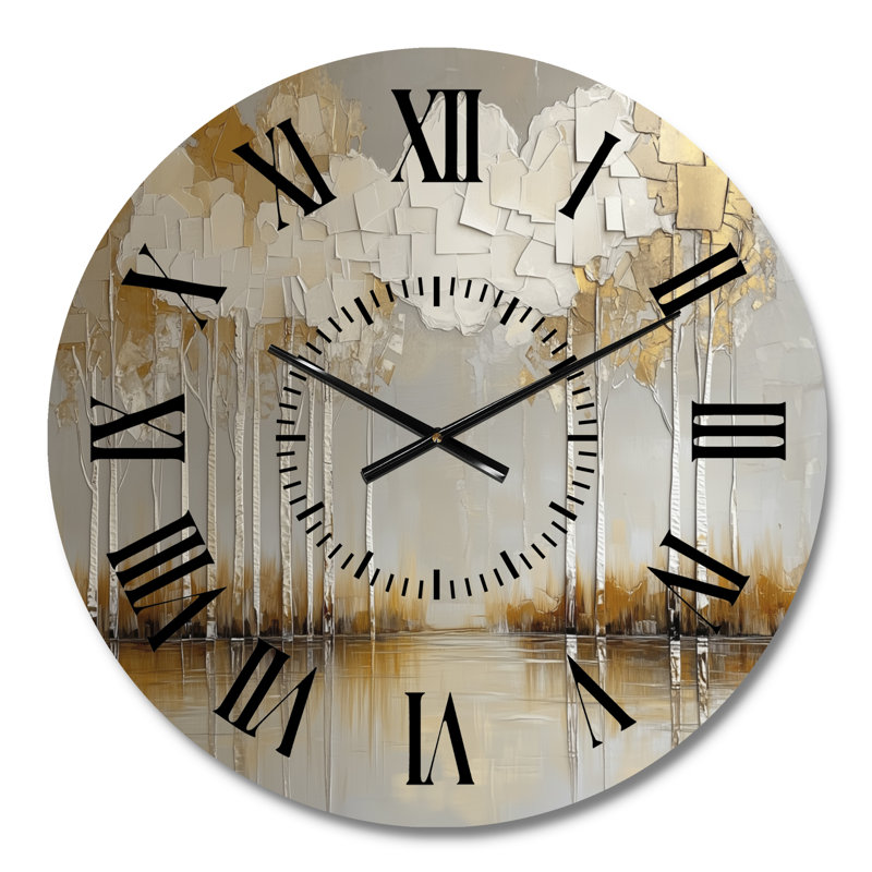 Horloge murale rustique silencieuse en métal Modern Forest Horizon II, Petit