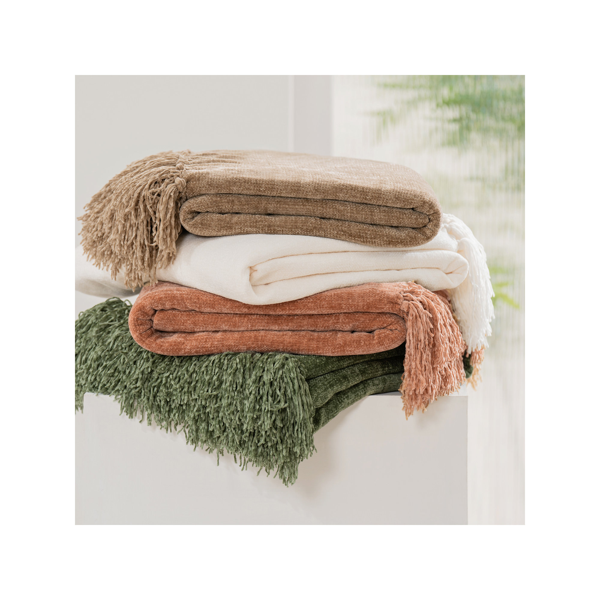 Soft Chenille Throw Blanket, 80" L x 60" W, Clay