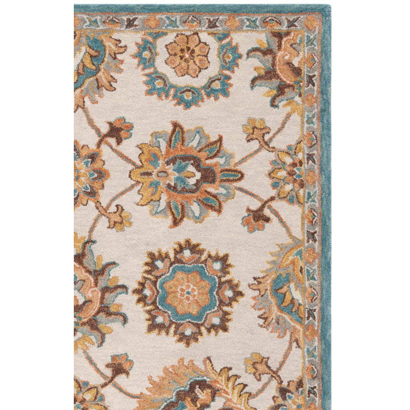 Tapis floral en laine touffeté à la main Heritage en beige / ivoire, Rectangle 3 pi x 5 pi