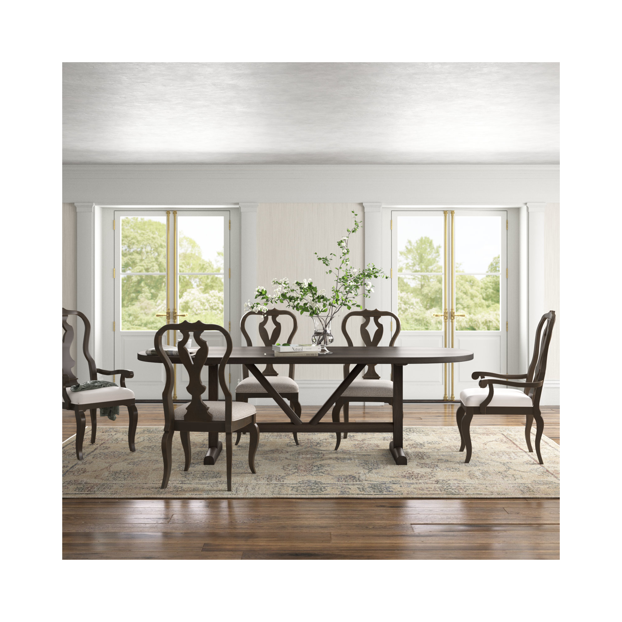 Rune 94'' Oval Dining Table, Light Brown, 42" W x 94" L
