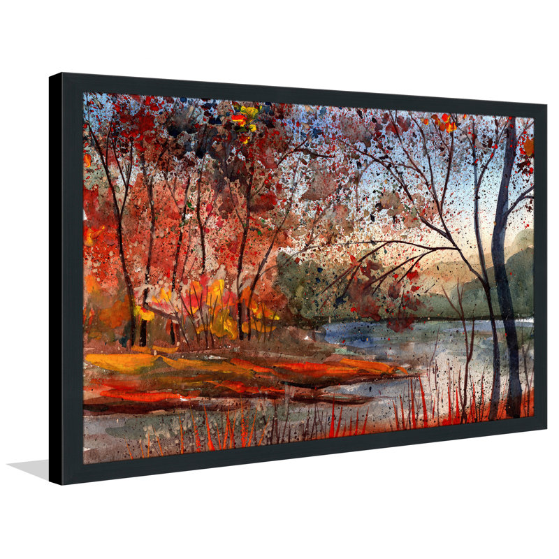 « automne lake », reproduction d’art encadrée, H 35,5 po x l 51,5 po x P 0,75 po