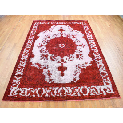 8'1" x 11'0" New Hand Knotted Overdyed Worn Wool Rectangle Oriental Rug - MOA10280733