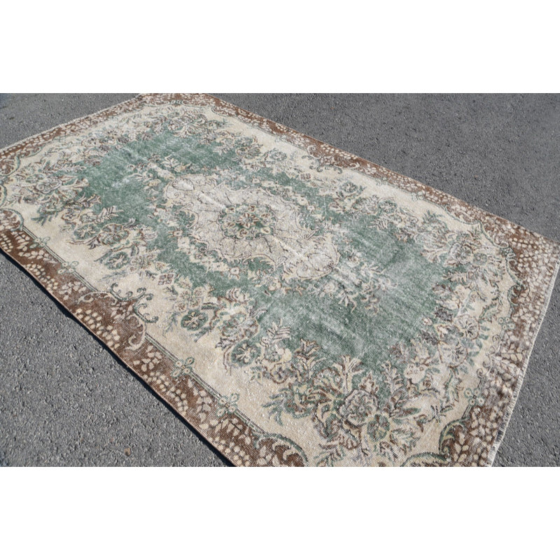 Tapis neutres, tapis marocains verts, grand tapis 6 pi x 9,5 pi, tapis rétro, tapis de luxe, tapis turc