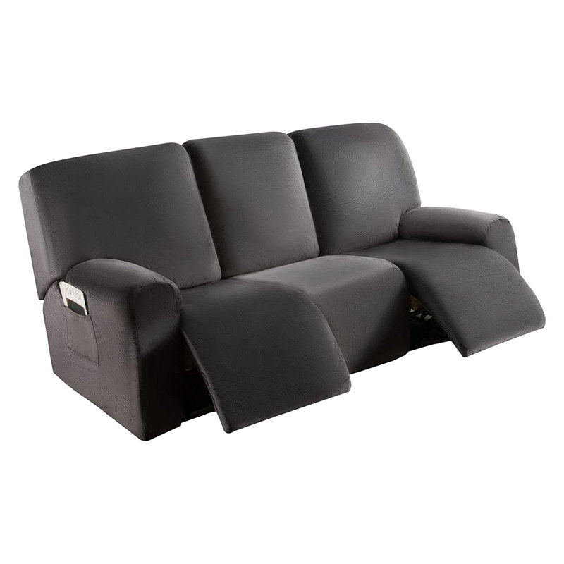 Housse pour fauteuil inclinable à coussins carrés/rectangulaires, Velours gris foncé