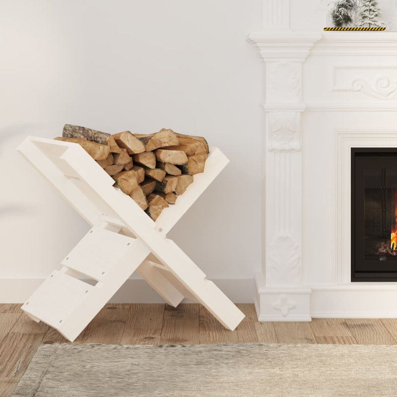 47cm W Solid Wood Log Rack, White