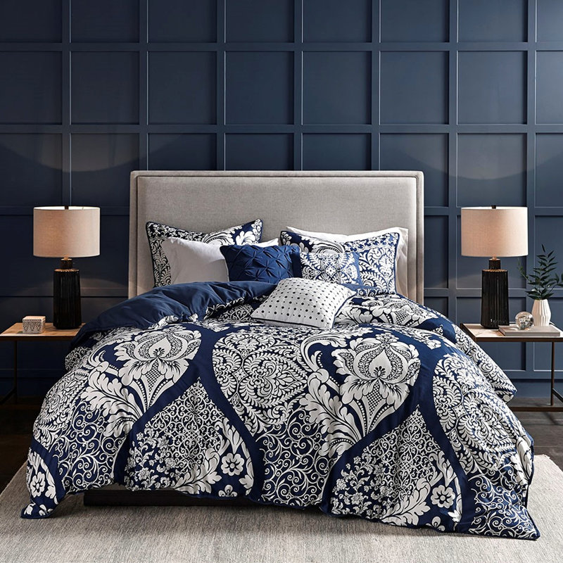 Housse de couette pour très grand lit / très grand lit, coussins de manipulation de tissu intrigants brodés, Bleu