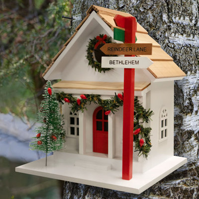 Holiday Offerings Sign Post 9.05 H x 6.7 W x 7.7 D Birdhouse