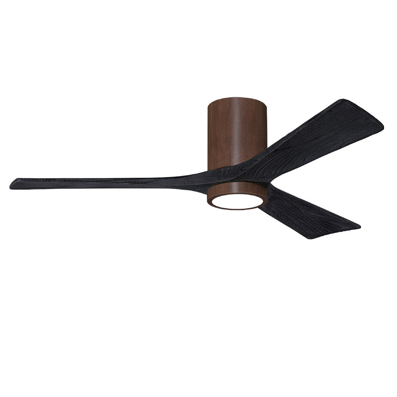 Olivier Ceiling Fan with LED Lights, Matte Black, Walnut, 52"