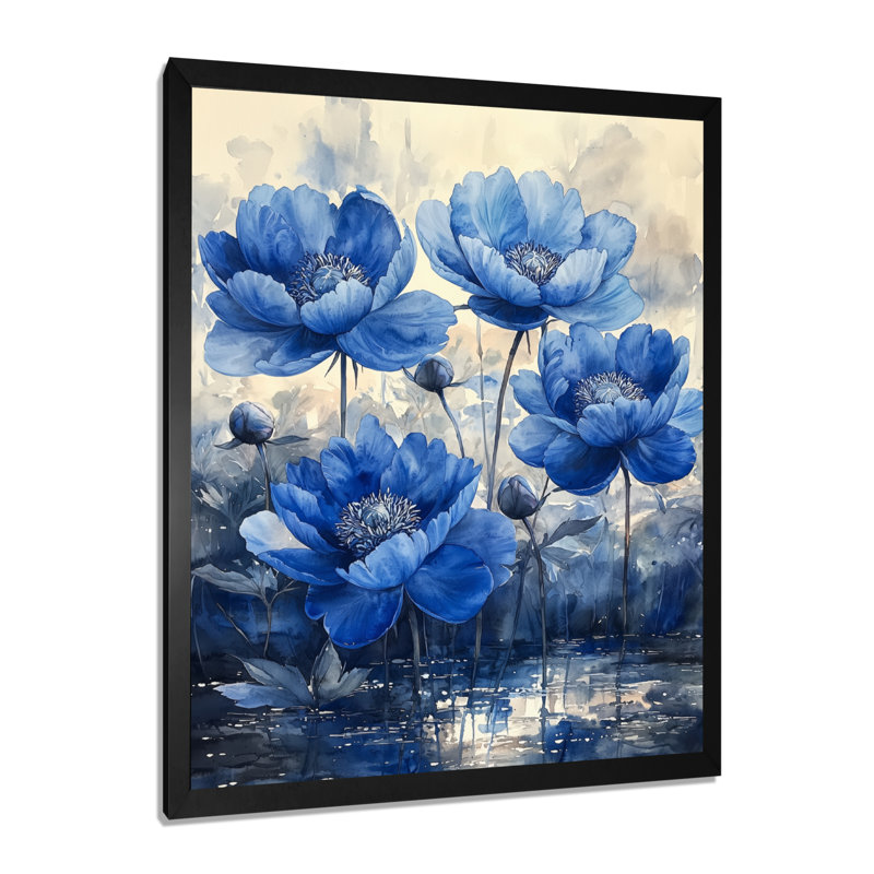 Kerstetter - Floral Wall Decor, Noir, noir, noir, noir, H 20 po x l 12 po, Reproduction encadrée sans passe-partout