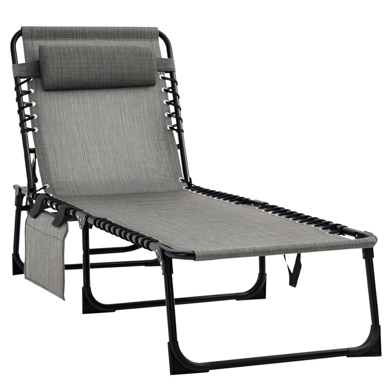 Chaise longue pliante, fauteuil de bronzage inclinable avec dossier réglable