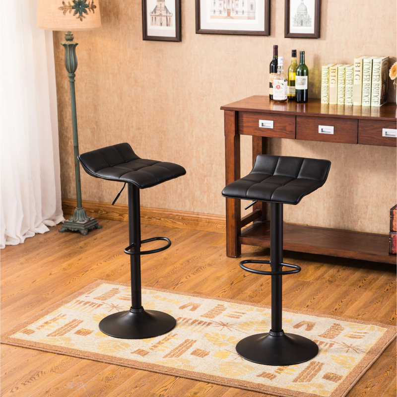 De 2 tabourets de bar réglables en cuir reconstitué noir - Style moderne et fonction pivotante pour des espaces polyvalents 2 Hauteur de fabrication