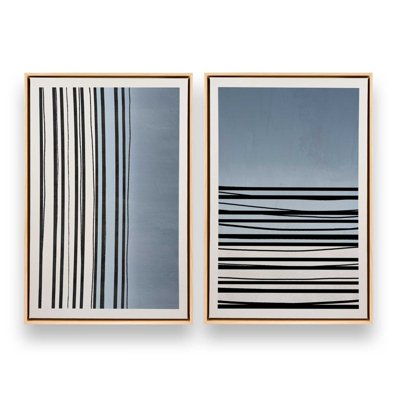 18 "X 12" Twilight Stripes, ensemble de 2 impressions sur toile, Cadre américain en érable flottant