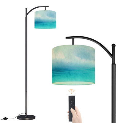 Lampe sur pied arc avec abat-jour réglable bleu sarcelle lampe sur pied aquarelle
