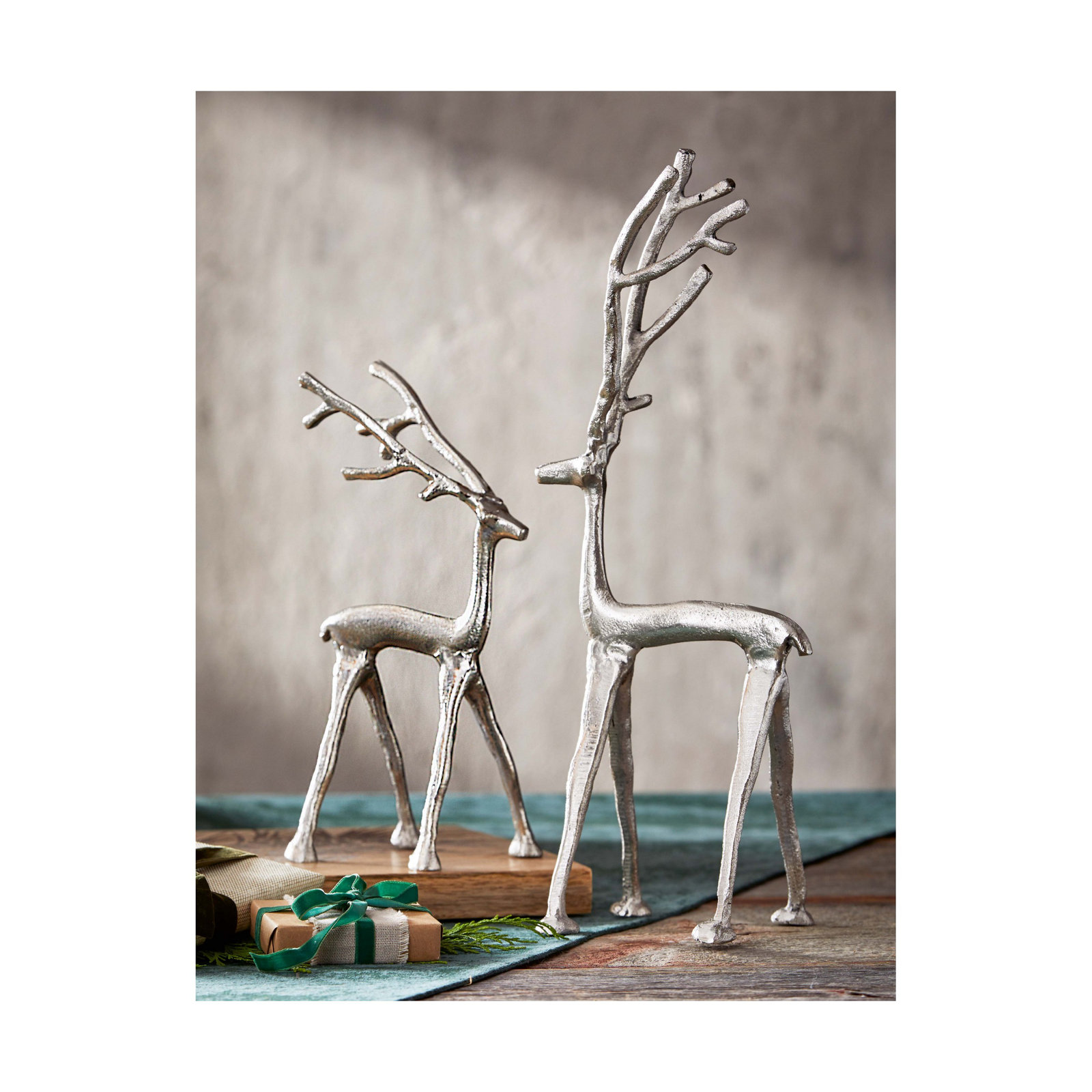 Large Cast Aluminum Reindeer Figurine